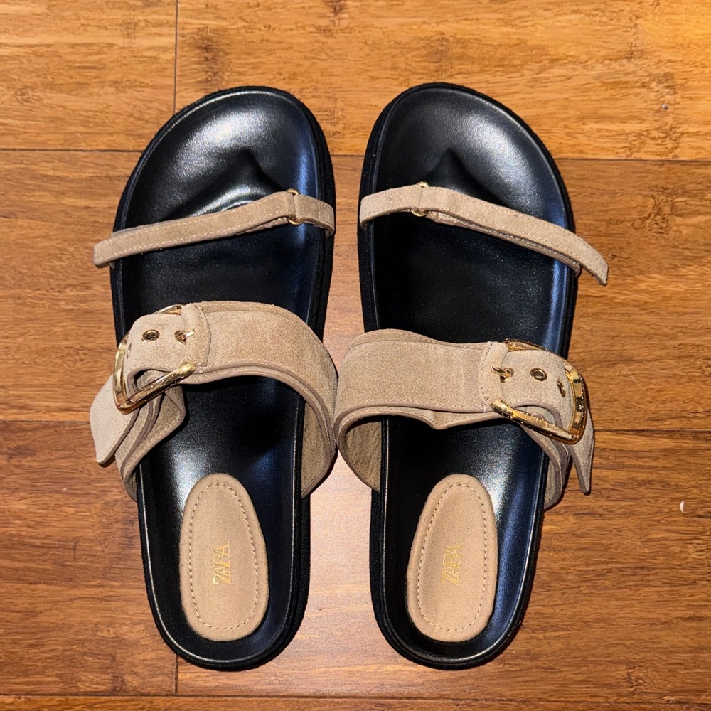 Zara Suede Buckle Slide